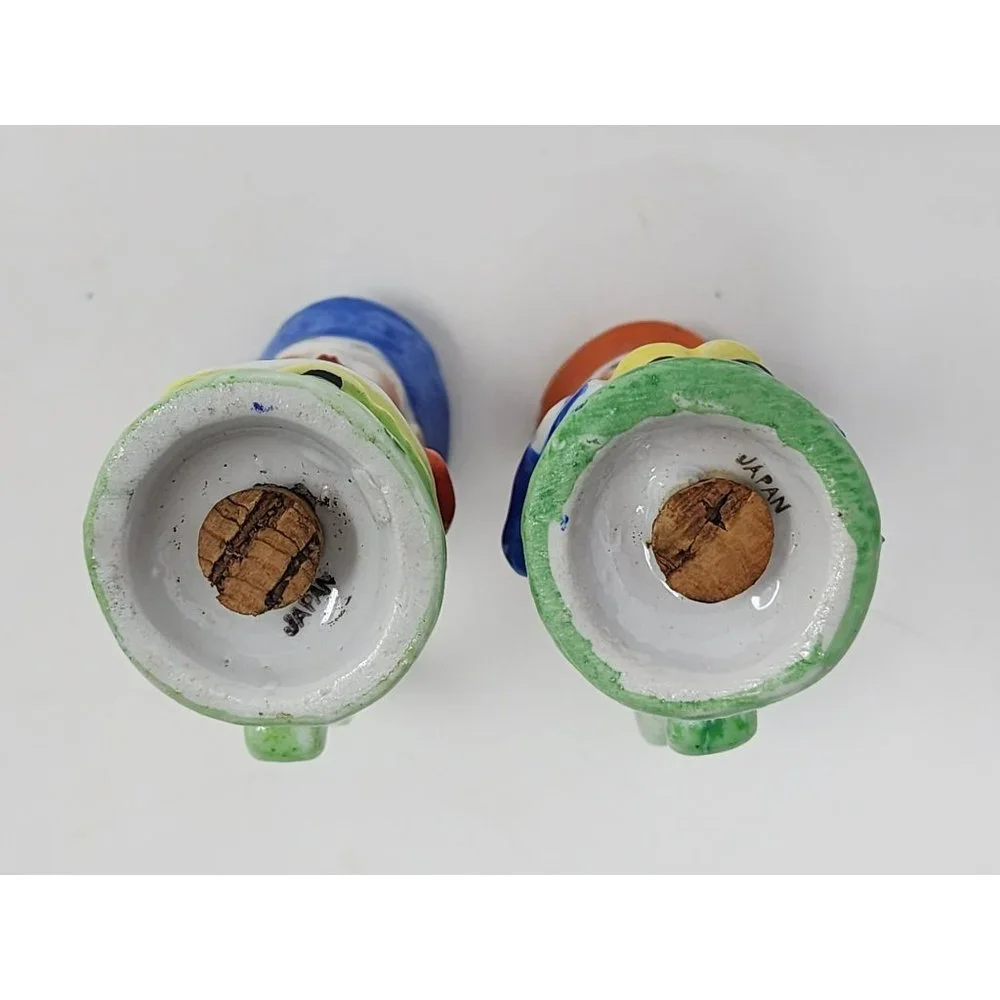 Vintage Porcelain Salt & Pepper Shakers Set With Handles‎ Imperial Couple Japan
